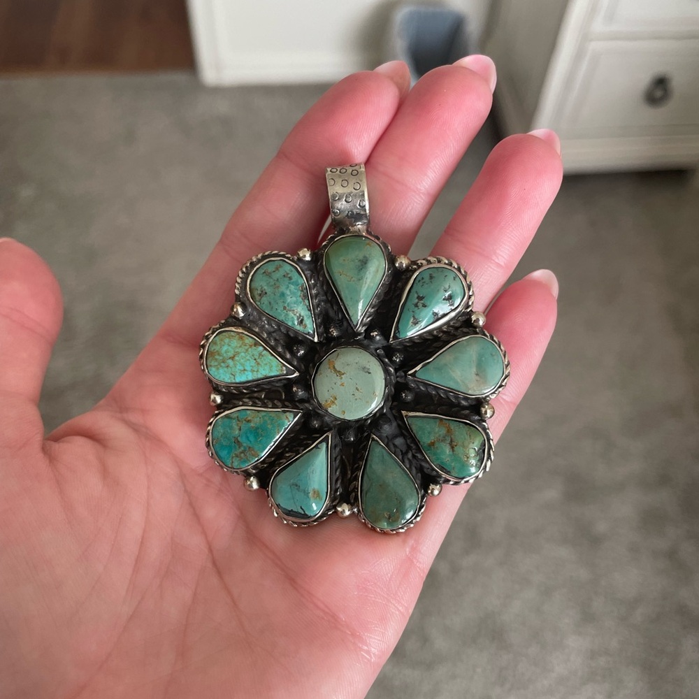 AUTHENTIC Turquoise Flower Pendant
